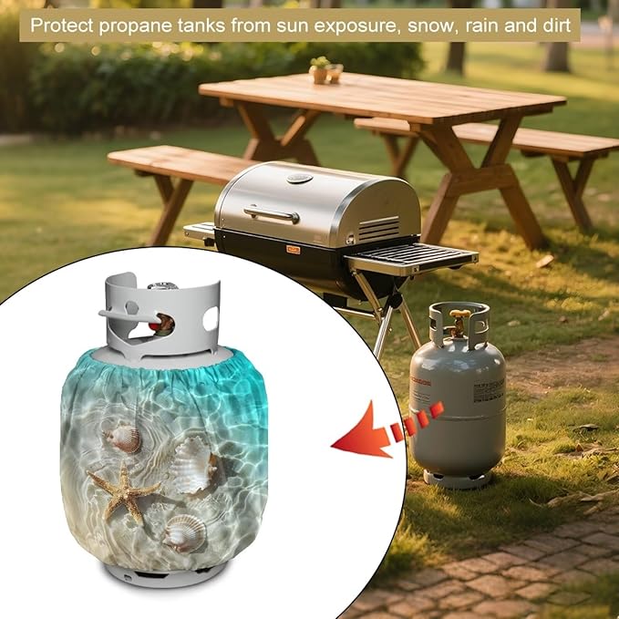 Propane Tank Covers 20lb Starfish Outdoor Heavy Duty Waterproof Windproof Gas Tank Cylinder Cover with Elastic Brand, Dress up Your Gas Grill, Fits Standard 20lb Cylinder