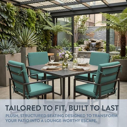 California Umbrella Outdoor Dining Chair, Set of 4 Patio Seat Cushions, 20 x 40 Inch, Premium Outdoor Memory Foam, Fade Resistant, Sunbrella Fabric, Fabric Ties, Aruba
