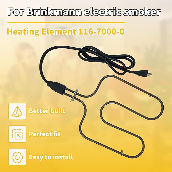 Electric Heating Element for Brinkmann Smoker Replacement, 1500W 120V Heating Coil Fits 810-7080-K, 850-7005-0, 810-7090-S, 116-7000-0 Electric Smoker Parts