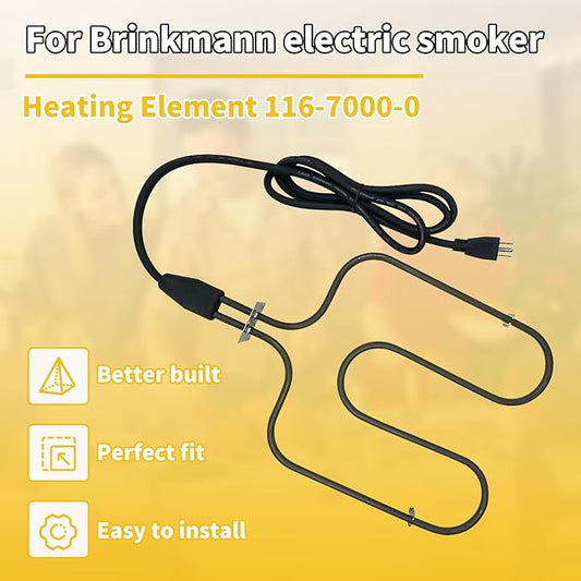 Electric Heating Element for Brinkmann Smoker Replacement, 1500W 120V Heating Coil Fits 810-7080-K, 850-7005-0, 810-7090-S, 116-7000-0 Electric Smoker Parts