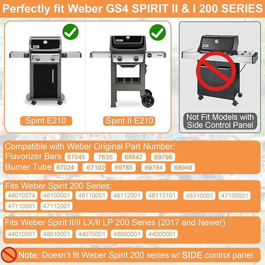 Grill Parts for Weber Spirit 2 Parts, Replacement for Weber GS4 Spirit II/I E210 S210 E220 S220,GS4 Parts for Webber Spirit 2 Burner Tube 67024 69785, 7635 Flavorizer Bars & Crossover Tube 69899 67278