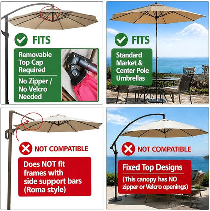 11FT Cantilever Patio Umbrella Replacement Canopy, 8 Ribs 64"-66", Upgraded 600D 220GSM Heavy-Duty Fabric, Waterproof & UV Resistant (Canopy Only)