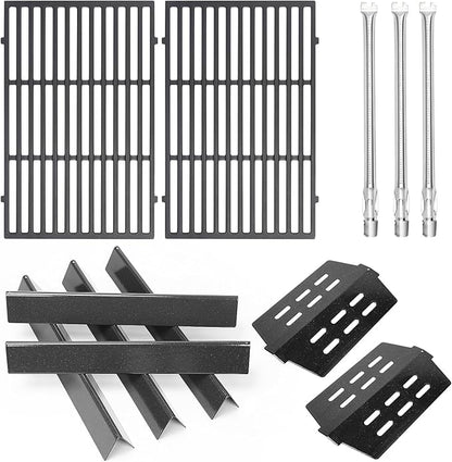 Grill Parts for Weber Genesis 300 (2011-2016 Front Control) – Cast Iron Grates, 304 Burner Tubes, 17.5" Flavorizer Bars + Heat Deflectors, Fits Genesis E/S310 E/S320 E/S330, Replaces 7524 62752 7621