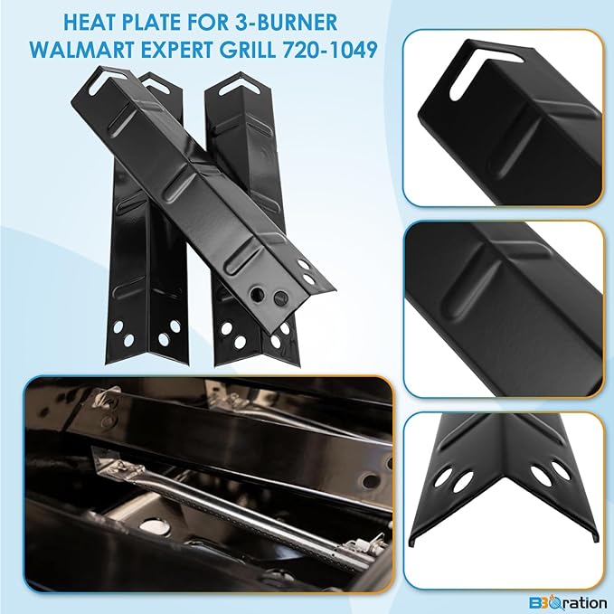 Grill Replacement Parts for 3-Burner Walmart Expert Grill 720-1049, Cooking Grate and Heat Plates Replacement Parts for Expert Grill Parts