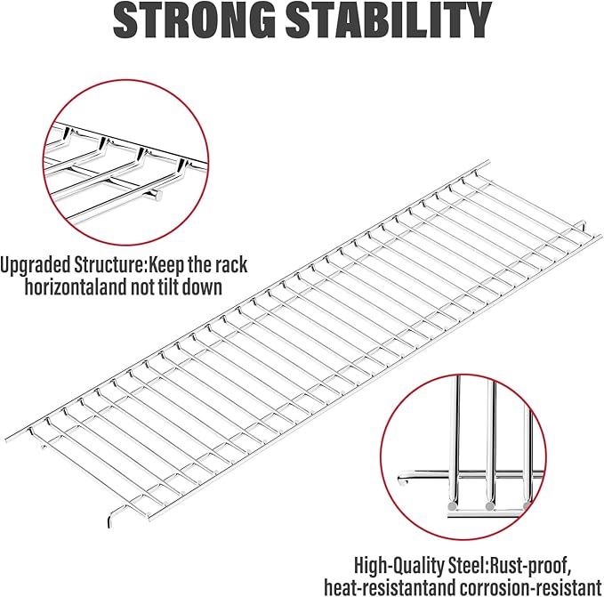 Utheer Warming Rack Replacement for Nexgrill 720-0888S 6 Burner Gas Grill, 25.7" x 7.2" Stainless Steel Top Warming Rack Replacement for Nexgrill 6 Burner Grill