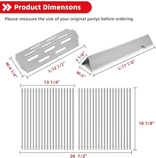 SettleDown Grill Grates 66032 Flavorizer Bars for Weber Genesis II Grill Parts GS4,66095 Cooking Grates & 66795 Heat Deflector for Weber Genesis ii E-310 E-315 S-335, Stainless Steel