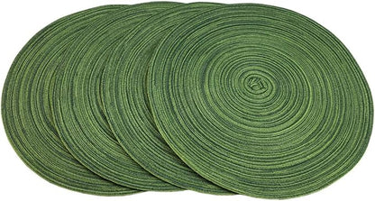 Red-A, Placemats, Round Placemats for Dining Table Set of 4 Woven Heat Resistant Non-Slip Kitchen Table Mats Diameter 14 Inch(Hunter Green)