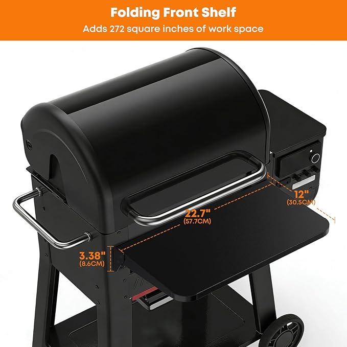 Stanbroil Folding Front Shelf for Weber Searwood 600 Pellet Grill, Grill Accessories to Add Work Space, Food Prep and Storage, 22.7" L X 12" W