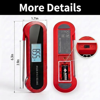 Professional 3X Faster 0.5sec Instant Read Meat Thermometer Digital, High Accuracy ±0.5°F, IP67 Waterproof, Auto Wake/Sleep & Rotate Display, NSF & NIST Certified, Backlight Fry Oil Candy Thermometer