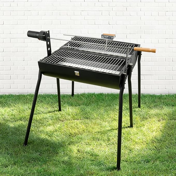 Double-sided Charcoal Grill with Thermometer, Portable Smoker Grill for BBQ Travel Camping and Beach