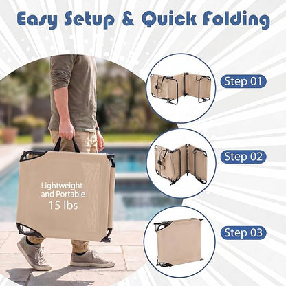 Goplus Tanning Chair, Folding Beach Lounge Chair with Face Hole, Removable Pillow, Carry Strap, Position Adjustable, Sunbathing Chair, Portable Outside Lounge Chair for Patio Pool
