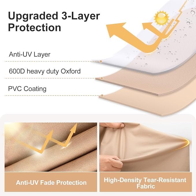 600D Outdoor Patio Chair Covers Waterproof 31"Wx33"Dx36"H, 2 Pack | Patio Furniture Covers Protect from Rain, Dust & UV; Heavy-Duty Oxford Fits Lounge, Deep Seat & High Back Chairs on Lawns