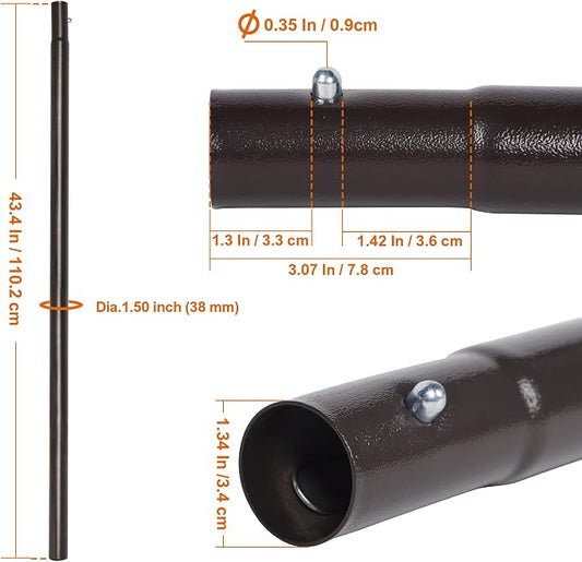 Blissun Umbrella Replacement Lower Pole, Aluminium Patio Umbrella Extension Bottom Pole Replacement with Bullet Buckle, Bronze - Exact Fit Umbrellas Only