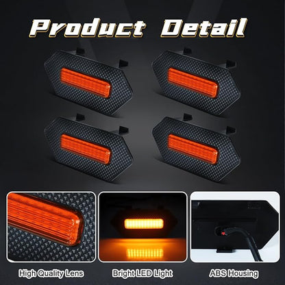 Amber LED Grille Lights for Toyota 4Runner TRD Pro/Trailhunter 2025 2026, 4Pcs Front Grill Light Kit with Wire Harness and Fuse