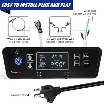 Control Board Replacement Part for PitBoss 2Series Electric Vertical Smoker | Digital LCD Display Thermostat Controller Replacement 80028, Compatible with Pit Boss Electric Vertical Smoker PBV2D1