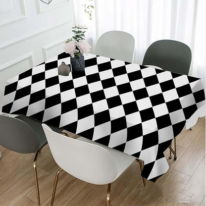 TKS MITLAN Diamond Decorative Rectangle Tablecloth Black White Diamond Pattern Polyester Table Cloths Kitchen Table Cover for Dining BBQ Picnic Coffee Table 52 x 70 Inch 4-6 Seats