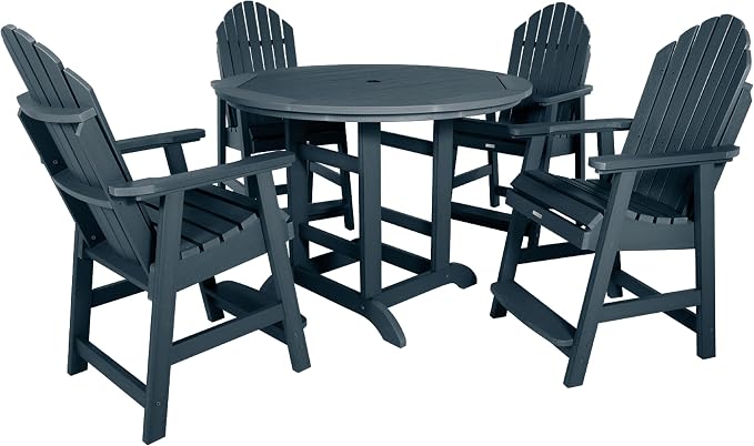 Highwood AD-CNA48-FBE Hamilton 5 Piece Round Counter Height Dining Set, Federal Blue