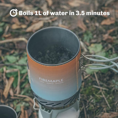Fire-Maple Fixed Star 1 Backpacking and Camping Stove System, Multi 18oz | 30% Faster Boil with HX Base, Piezo Ignition, Safe & Durable, All-in-One Pot, Compatible with Most Canisters, Portable