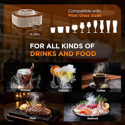 Electric Whiskey Smoker Kit with 0-60s Adjustable Timer, No Butane Needed, Cocktail Bourbon Drink Smoker Infuser Kit Smoke Whisky Set with 6 Wood Chips Flavors, Birthday Gifts for Men, Dad, Husband