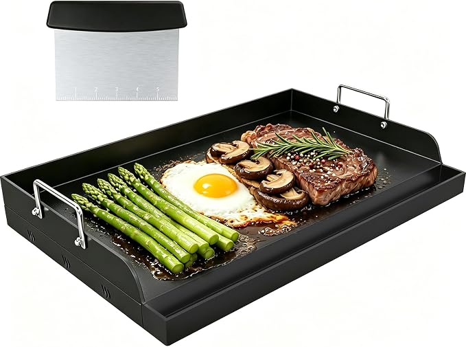 COZEER Cast Iron Griddle 23＂×16＂,Nonstick Griddle for Gas Grill with Groove | Universal, Muti-Purpose, Pre-Seasoned, Upgrated, for Camping, Tailgating, Paties