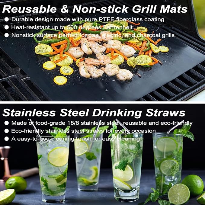 POLIGO 26 PCS Grill Set Backyard BBQ Grill Accessories Stainless Steel Grill Utensils Set with Bag for Fathers Day Birthday - Camping BBQ Tools Grilling Tools Set Ideal Grilling Gifts for Men Women