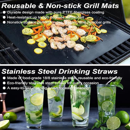POLIGO 26 PCS Grill Set Backyard BBQ Grill Accessories Stainless Steel Grill Utensils Set with Bag for Fathers Day Birthday - Camping BBQ Tools Grilling Tools Set Ideal Grilling Gifts for Men Women