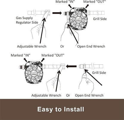 NO WORRIEZ Safety Auto Shut-Off Gas Timer for Propane & Natural Gas | Outdoor Grill, Fire Pit, Pizza Oven | – 100,000 BTU w/ 1/2" Flared Connector & Hose & Flare Male Adapter, Patent Pending | 100,000 BTU, Fits Outdoor Grill, Fire Pit, Pizza Oven, BBQ,...
