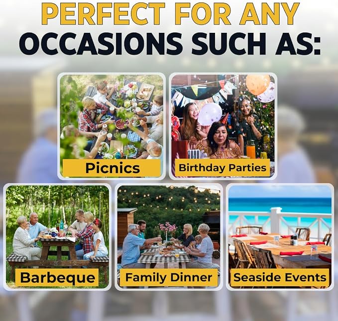 Vinyl Fitted Picnic Table Cover with Bench Covers & Bag 8ft Black Checkered | Vinyl Fitted Picnic Table Cover with Bench Covers and Bag, Outdoor Waterproof Windproof Picnic Tablecloth with Elastic Edges.