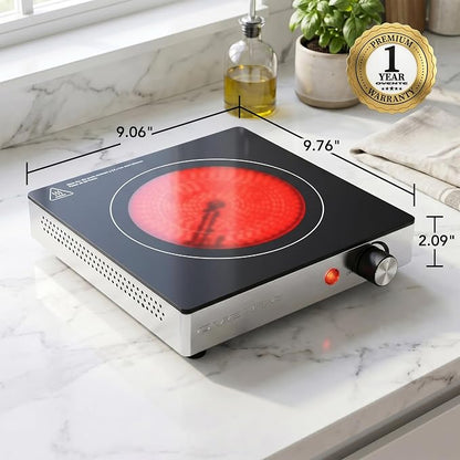 OVENTE Infrared Ceramic Single Burner, 1200W Hot Plate, Black BGI301GB (Pack of 5)