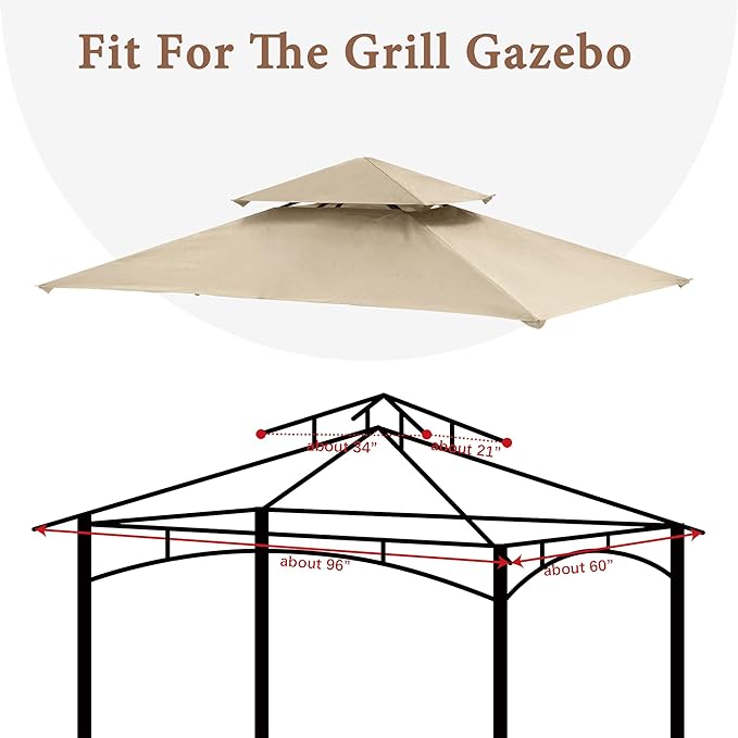 SCOCANOPY Grill Replacement Canopy BBQ Gazebo Top Compatible with Aldi Gardenline Belavi Shoprite Grill Gazebo,for Model Number: 43472,812576,822694,31937-17,21581,(Light Beige)