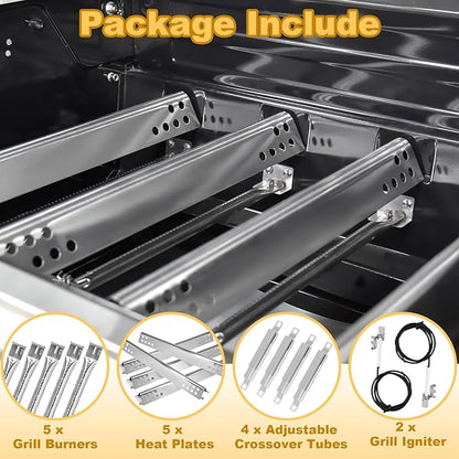 Grill Replacement Parts for Charbroil Performance 5 Burner 463347519 463275517 463347518 463243519 463373019 463243518 463373319 G470-5200-W1 Burner,G470-0004-W1 Heat Plates for Char-Broil Grill Parts