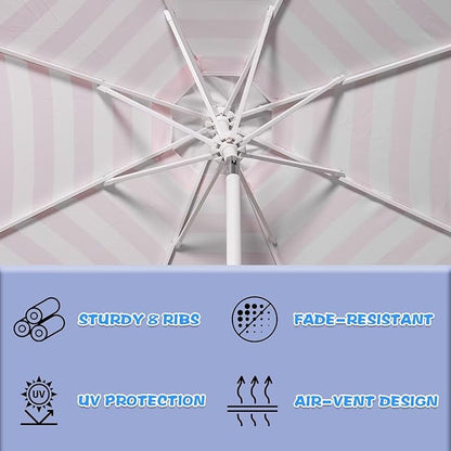 9Ft Elegant Valance Patio Umbrella, Outdoor Umbrellas for Patio with Auto-Tilt and Crank Systerm, Table Umbrella for Outdoors, Poolside,Beach, Backyard