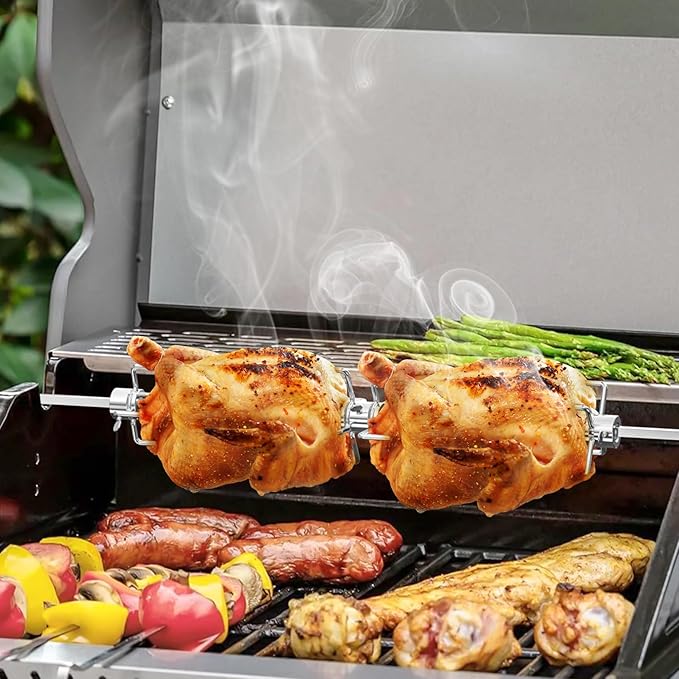 onlyfire Double Sided 4 Pronged Rotisserie Fork for Most Grills, Fits 5/16" Square Rotisserie Spit Rods, 1 PCS