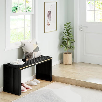 APRTAT Bamboo Dining Bench 35-Inch Indoor Wood Shoe Rack Bench for Entryway | Easy Assemble, Sturdy & Durable,Slatted Design,Versatile Everyday Seating,Living Room Hallway Bedroom Bathroom