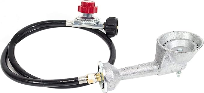 GasOne 50200+2109 High Pressure Cast-Iron Round Burner Head with Brass Fitting O, Regulator & Hose