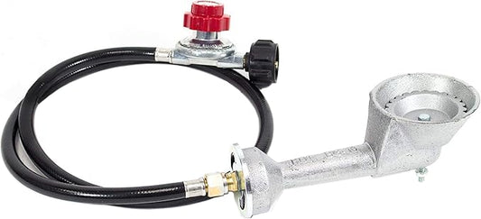 GasOne 50200+2109 High Pressure Cast-Iron Round Burner Head with Brass Fitting O, Regulator & Hose