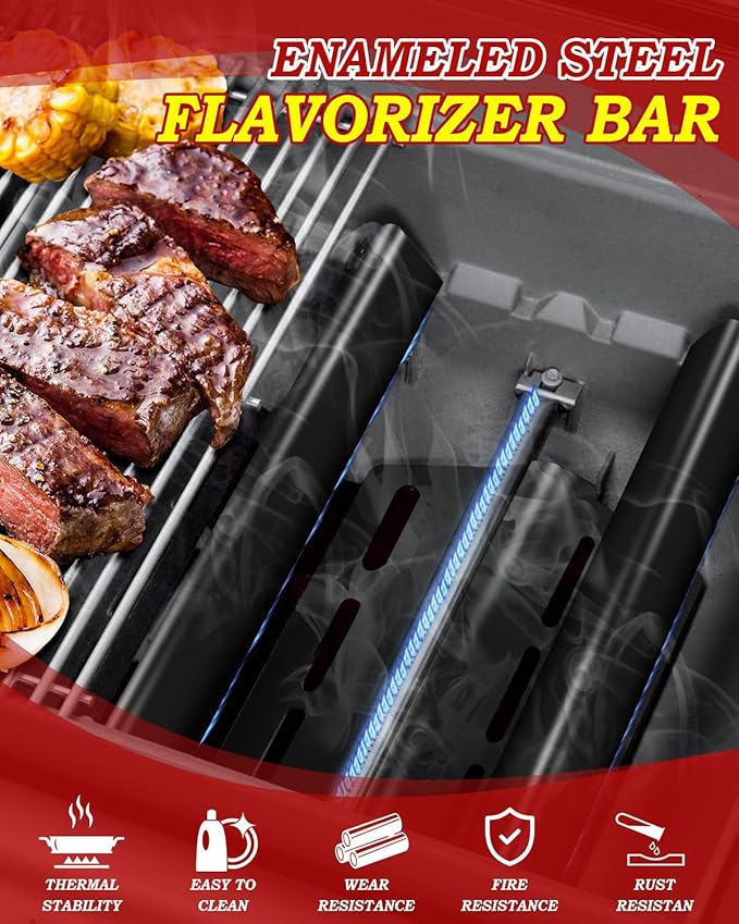Flavorizer Bars 17.5" and Heat Deflector Replacement for Weber Genesis 300 Series Grill Part, Genesis E310 E320 S310 with Front Control, Fit for Weber Genesis EP310 Grill Accessories 7620 7622