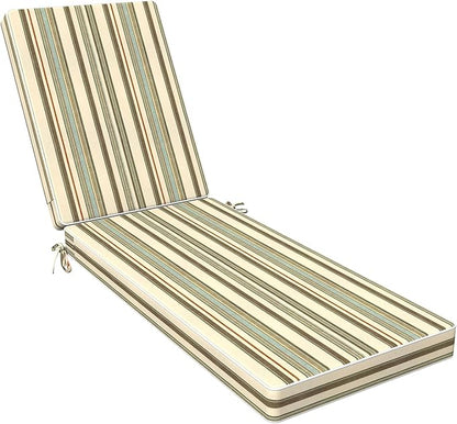 LVTXIII Outdoor Chaise Lounge Cushion 72x21x3 Inch, Water-Repellent Patio Seat Cushion with Ties & Hidden Zipper, Thick Foam Pad for Lawn Chair, Poolside, Patio Furniture, Stripe Onyx