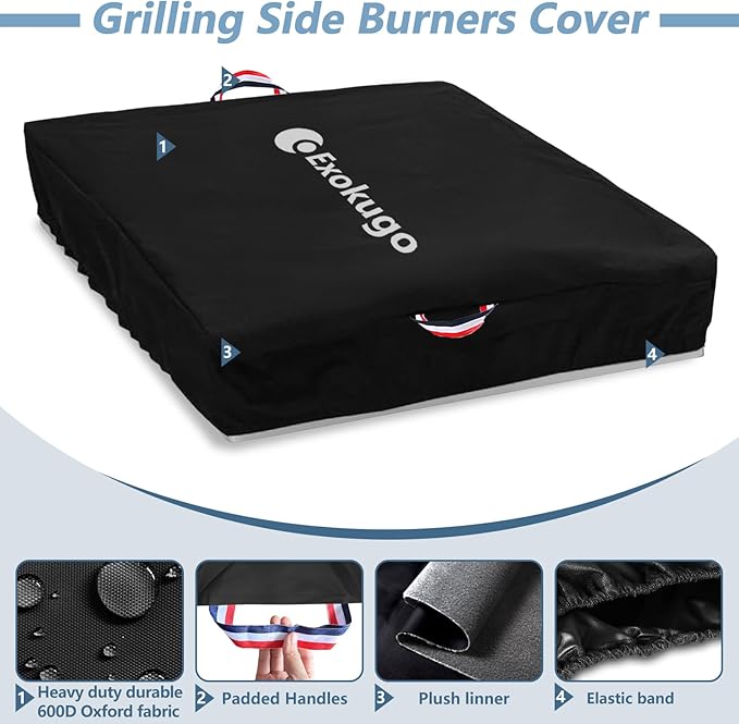 Covers for Bull Outdoor Products 60008 Stainless Steel Single Side Burner,Heavy-Duty Waterproof Burner Cover with Plush Lining, 23''L x 13.5''W x 5''H, Black