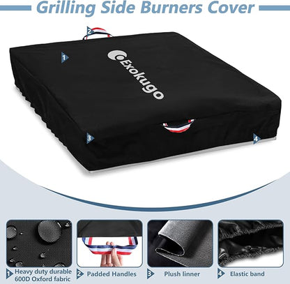 Covers for Bull Outdoor Products 60008 Stainless Steel Single Side Burner,Heavy-Duty Waterproof Burner Cover with Plush Lining, 23''L x 13.5''W x 5''H, Black