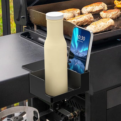 Magnetic Drink Holder and Phone for Grill, Outdoor Griddle Accessories for Most Cup, Phone Caddy, Suit for Blackstone, Traeger etc.