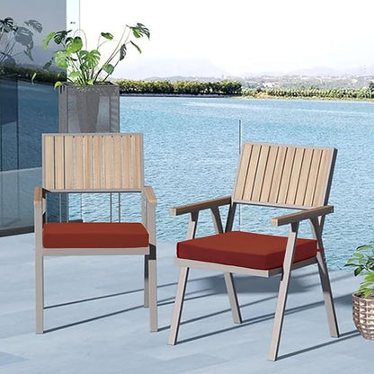 Cozyide Outdoor Chair Cushions, Waterproof Patio Seat Cushions with Adjustable Straps, Square Corner Patio Chair Cushions for Garden, Brick Red, 18.5x16x3 Inch (Pack of 4)