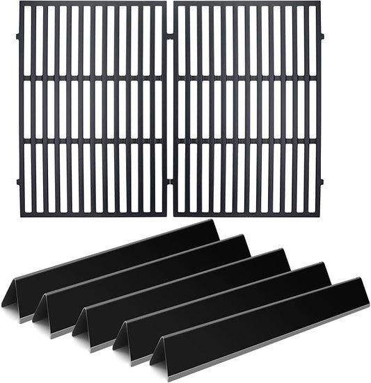 7620 7621 Flavorizer Bars for Weber Genesis 300 Series, E310, S310, E320, E330, S330, EP310, EP320, EP330 Grill with Front-Mounted Control (Cast Iron, 7620+7524)