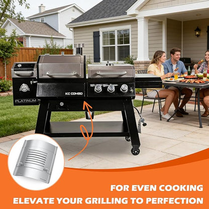 Flame Broiler Kit for Pit Boss Platinum KC Combo Charleston 1020 Pellet Smoker Grills Heat Deflector Diffuser for PB1285KC PB1020NX, Includes 60355 Flame Broiler Main Plate and 31141 Slide Cover