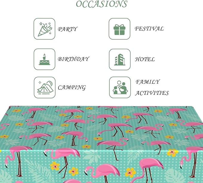 52x70 Inch Summer Pink Flamingo Tablecloth Retro Polka Dot Hawaiian Tropical Palm Leaf Green Table Cloth Waterproof Stain Resistant Table Cover for Dining Beach Pool Party Kitchen Home Decor