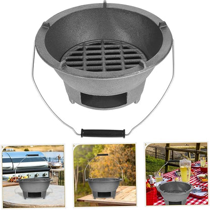 Happyyami Portable Charcoal Grill Stove Multifunctional Tabletop Bbq Grill for Camping and Outdoor Cooking Cast Iron Charcoal Chimney for Versatile Grilling and Heating