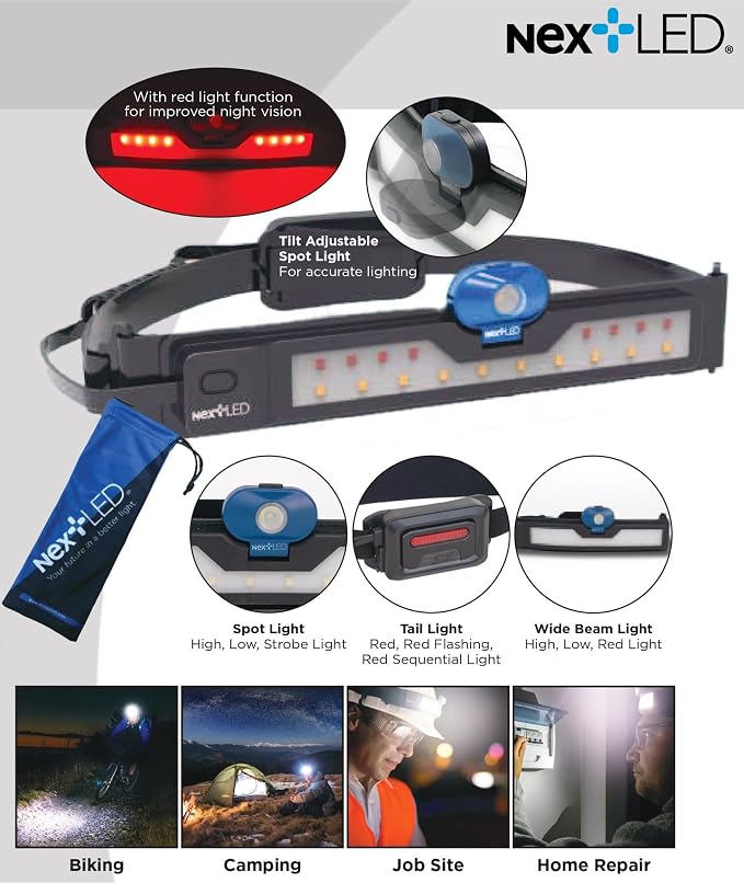 NextLED Ultimate Outdoor Lighting Bundle: NT-7728 Magnetic Grill Light & NT-6598 Rechargeable Headlamp