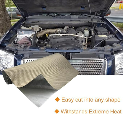 Titanium Thermal Barrier Adhesive Backed Heat Blanket Heat Shield Mat 12'' X 24'' for wall behind grill, fireplace kitchen cabinet 2500 Degrees Fire Pit Mat Fireproof Grill Pad