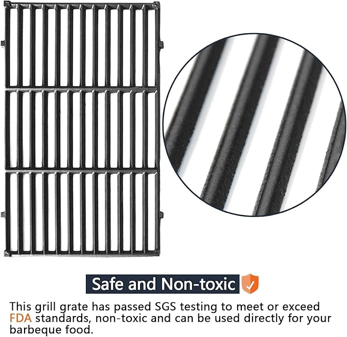 Hongso 17.5" Crill Grates for Weber Spirit e310, Weber Spirit 300 and Spirit II 300, Spirit E & S 310 315 320 330, Spirit 700, Genesis Gold & Silver B/C 1000-5000 Gas Grill, Cast Iron, Parts 7638 7639