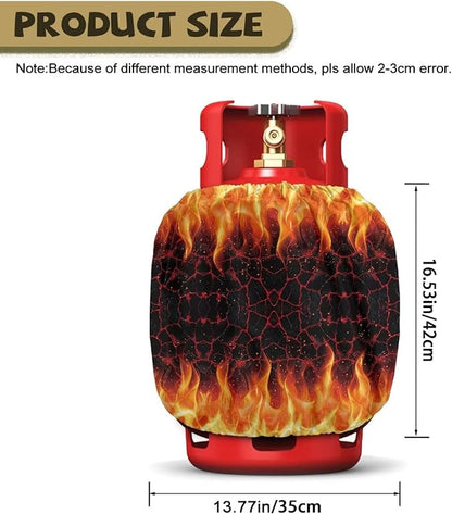 Camper Propane Tank Cover Fire Web Outdoor 600D Heavy Duty Waterproof Covers Fits Standard 20 lb Cylinder, 13.7'' x 16.5'' for Rv Trailer